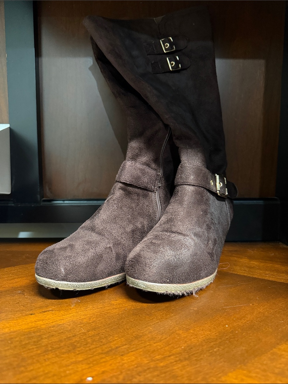 Men's Dark Brown Suede Mid-Calf Boots